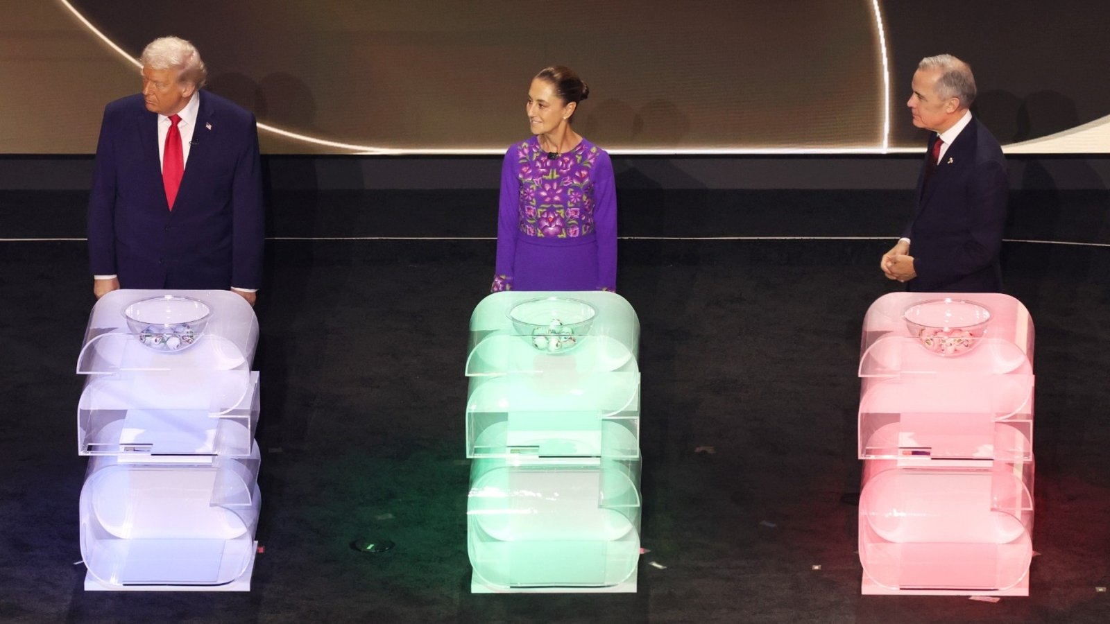 Sheinbaum, Trump y Carney, Presentan en Sorteo del Mundial 2026